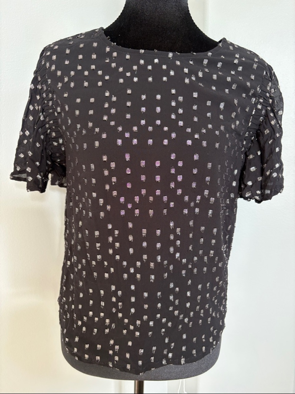 BB Dakota Black Short-Sleeve Metallic Dot Tee